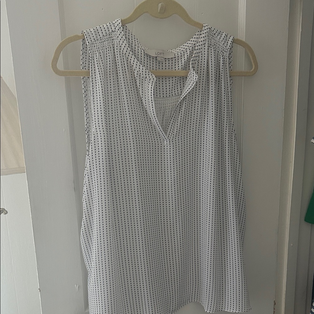 LOFT Sleeveless Top with Black and White Stripes